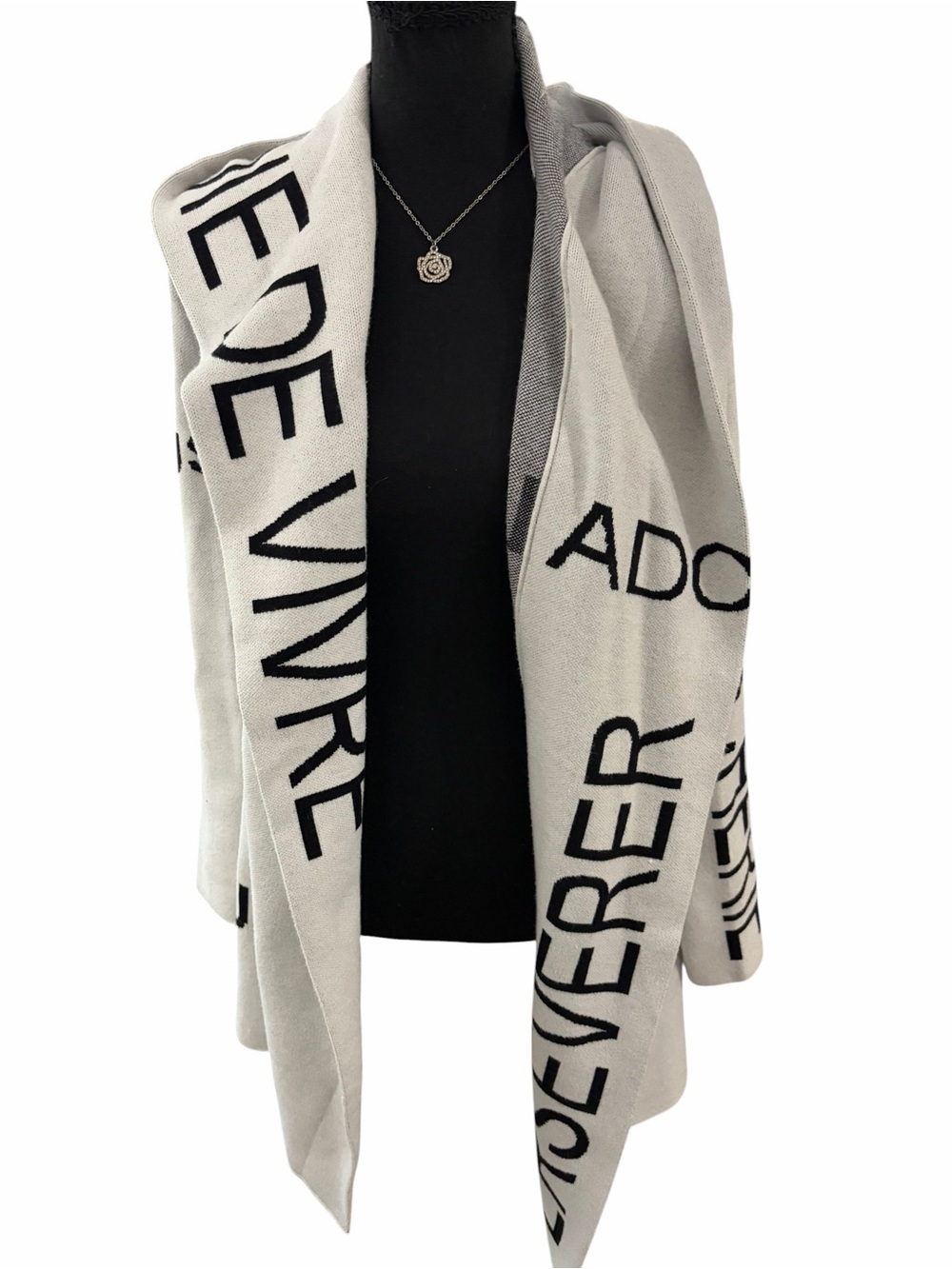 Frank Lyman Graphic Knit Open Front Cardigan Small
